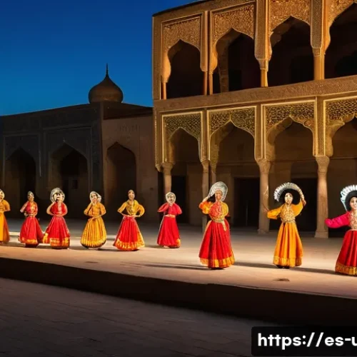Home 31 부하라에서 체험할 수 있는 민속공연 - **"A vibrant and authentic Uzbek folk dance performance taking place at twilight in the ancient cour...